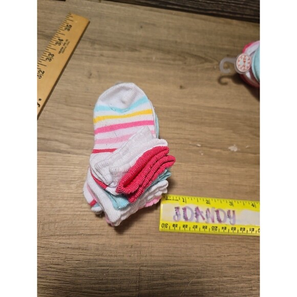 Baby Girls Socks Lot of 6 Pairs Set Pink TEAL White Newborn 12-24 Mo NEW - Picture 1 of 8